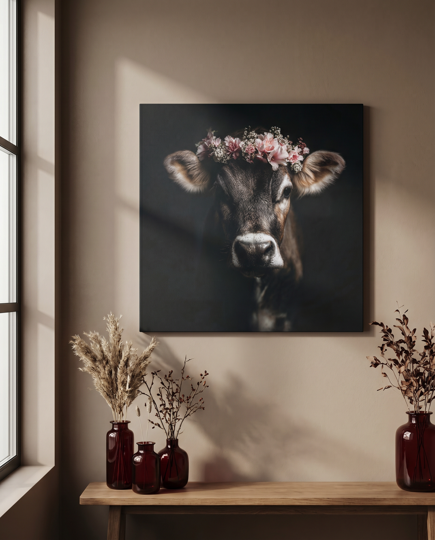 Erleben Sie hochwertige Wandkunst mit diesem Schwarzwald Bild auf Leinwand, das traditionelle ländliche Motive durch ein minimalistisches, dunkles Design neu definiert.