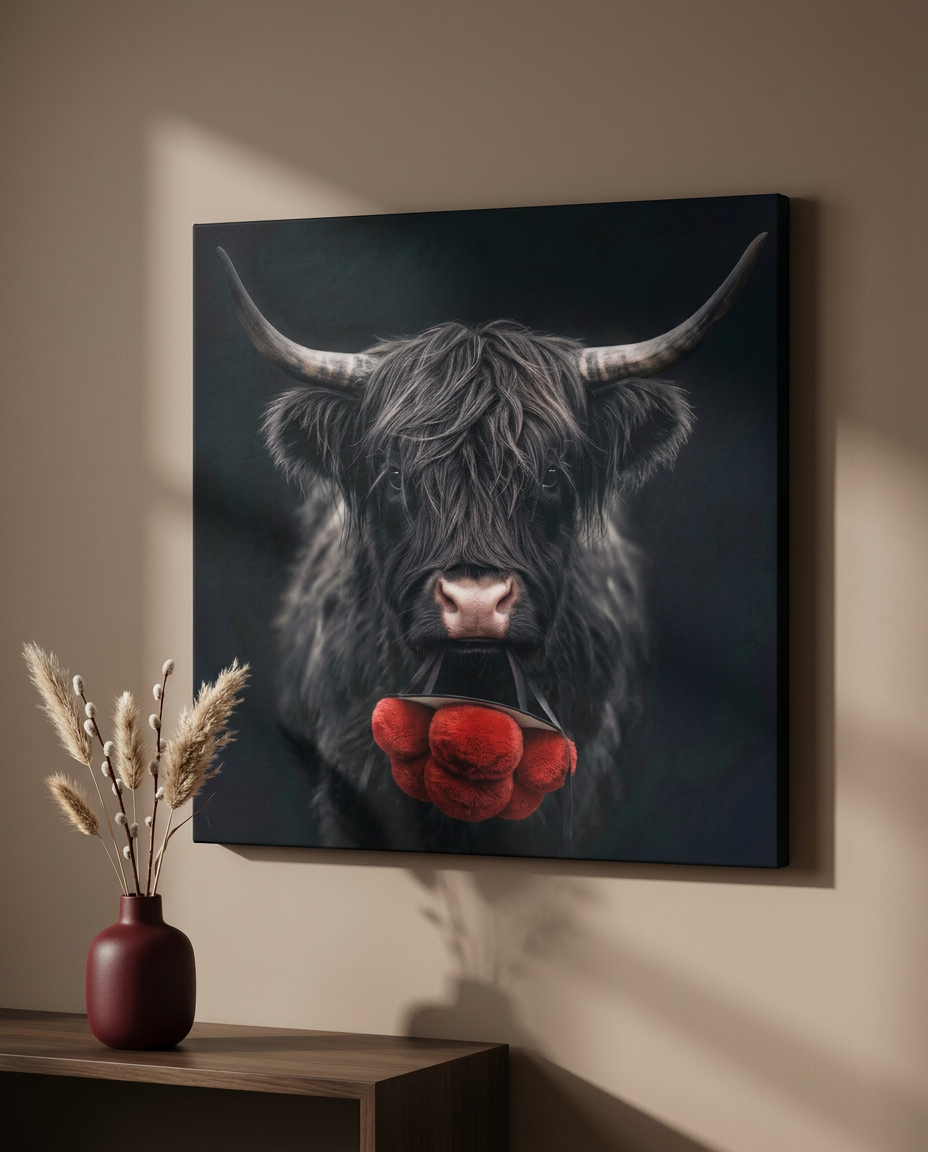 Als edles quadratisches Leinwandbild besticht dieses detailreiche Tierporträt durch tiefe Kontraste und ein traditionelles Motiv, das als stilvolles Bild Schwarzwald jede moderne Raumgestaltung aufwertet. Die Kuh mit Bollenhut strahlt hierbei eine angenehme Ruhe aus.