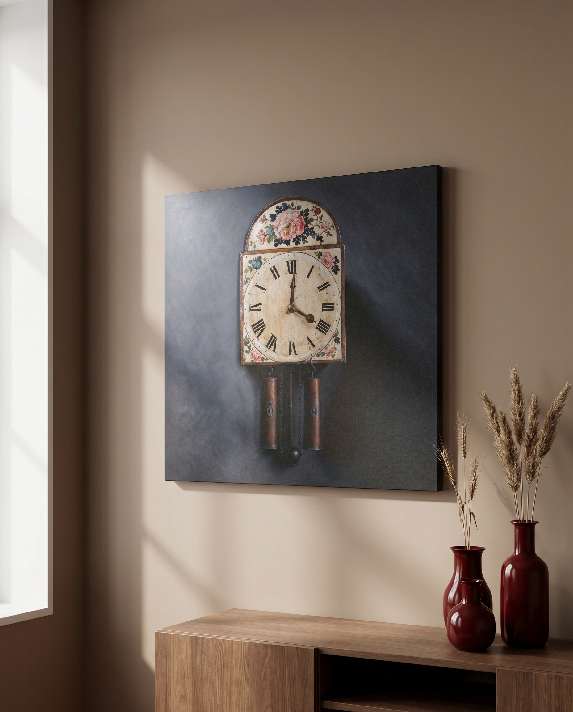 Setzen Sie Akzente mit diesem Schwarzwald Wandbild, das antike Handwerkskunst in einer ästhetischen Studio-Inszenierung als exklusives Schwarzwald Bild auf Leinwand präsentiert.