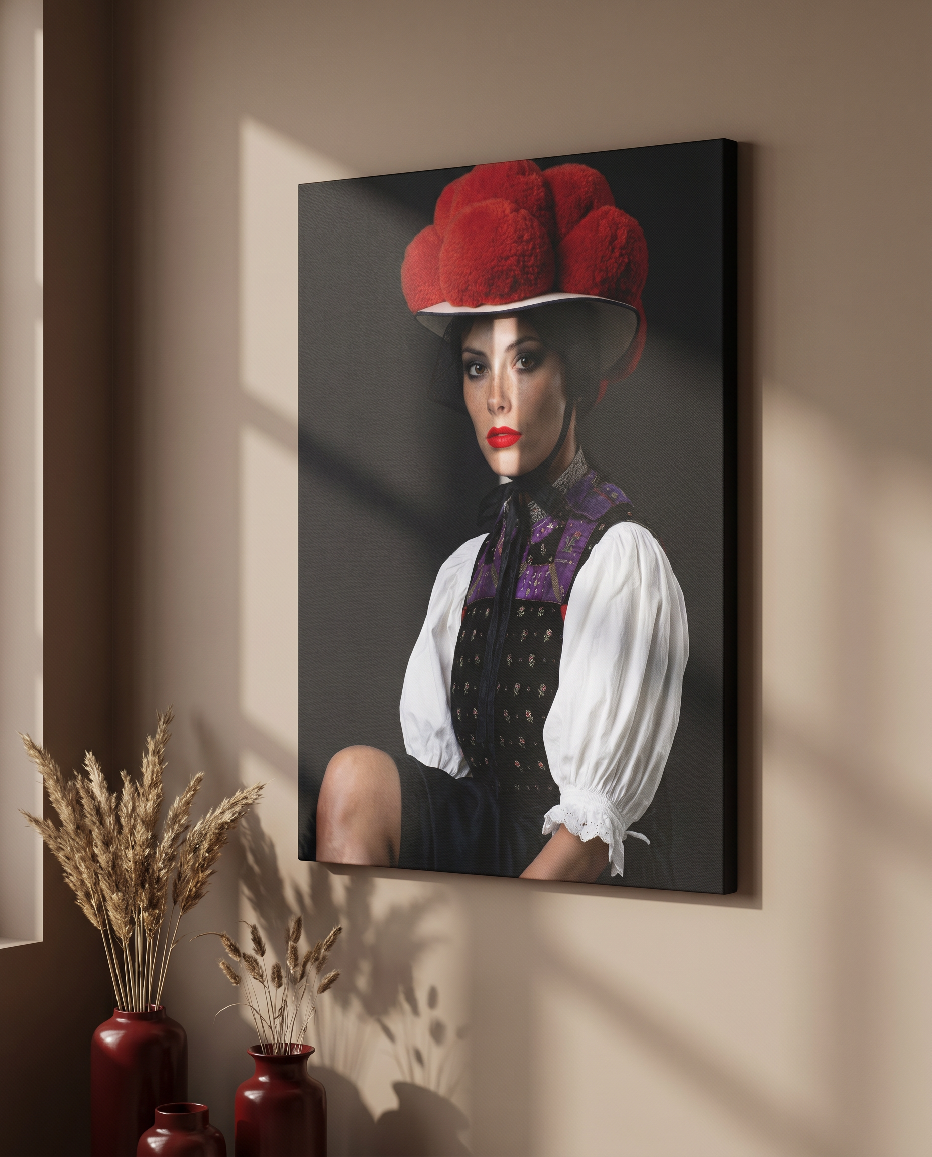 Ein ausdrucksstarkes Schwarzwald Wandbild auf Leinwand, welches traditionelle Elemente und zeitloses Design für eine exklusive Raumgestaltung vereint.