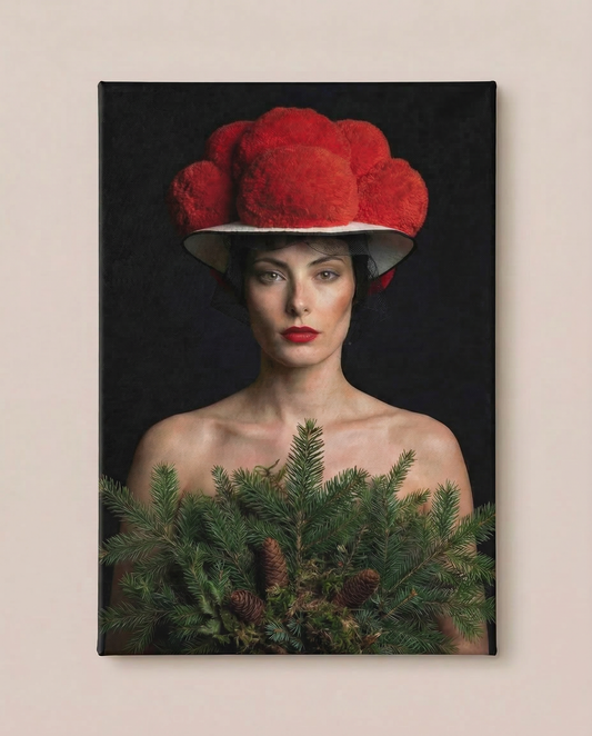 Bollenhut-Rot trifft Tannengrün | Schwarzwald Bild auf Leinwand